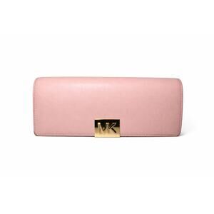 Michael Kors Pink Leather Envelope Clutch Wallet‎ MK Logo Evening Bag